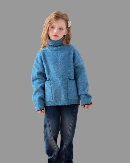 Trendy Kids Apparel Kids Clothing Girl Turtleneck Sweater