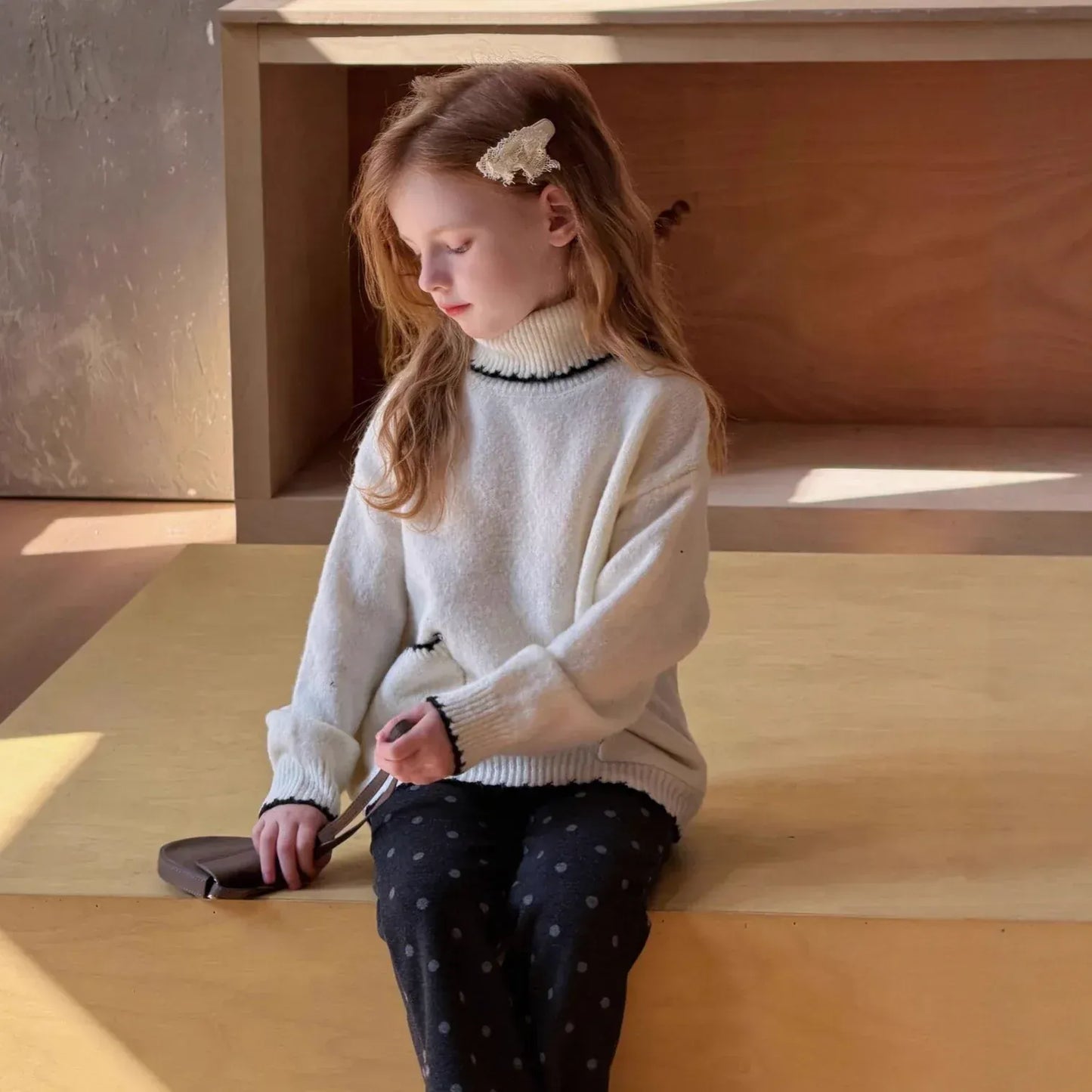 Trendy Kids Apparel Kids Clothing Girl Turtleneck Sweater