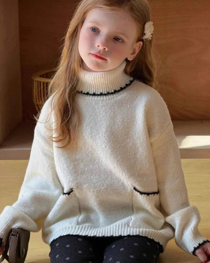 Trendy Kids Apparel Kids Clothing Girl Turtleneck Sweater