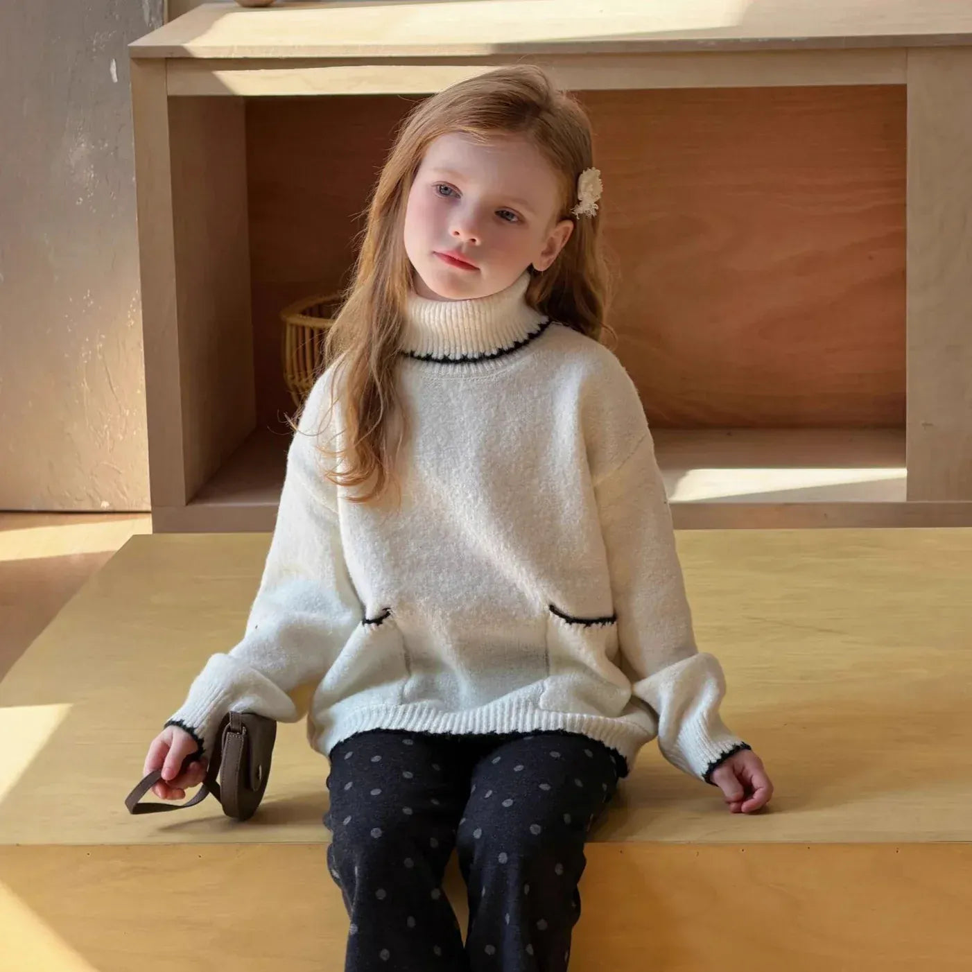 Trendy Kids Apparel Kids Clothing Girl Turtleneck Sweater