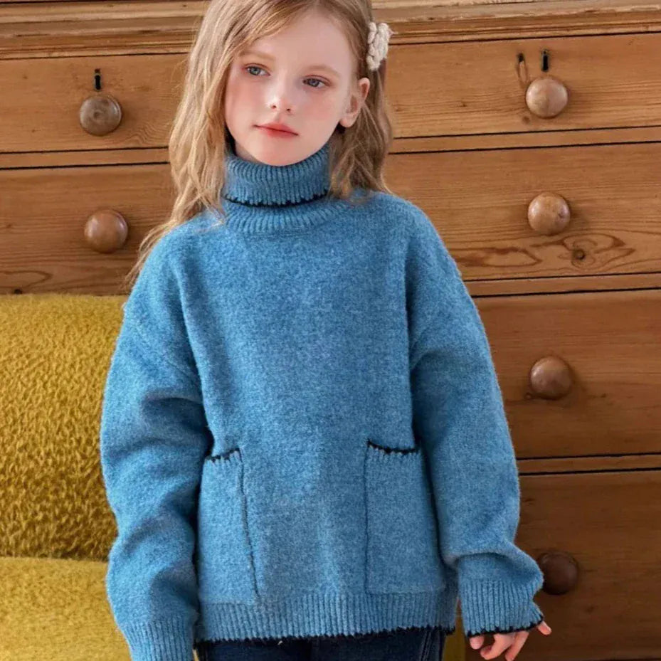 Trendy Kids Apparel Kids Clothing Girl Turtleneck Sweater