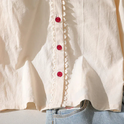 Trendy Kids Apparel Kids Clothing Girls' 100% Cotton Blouse | Strawberry Embroidered Collar