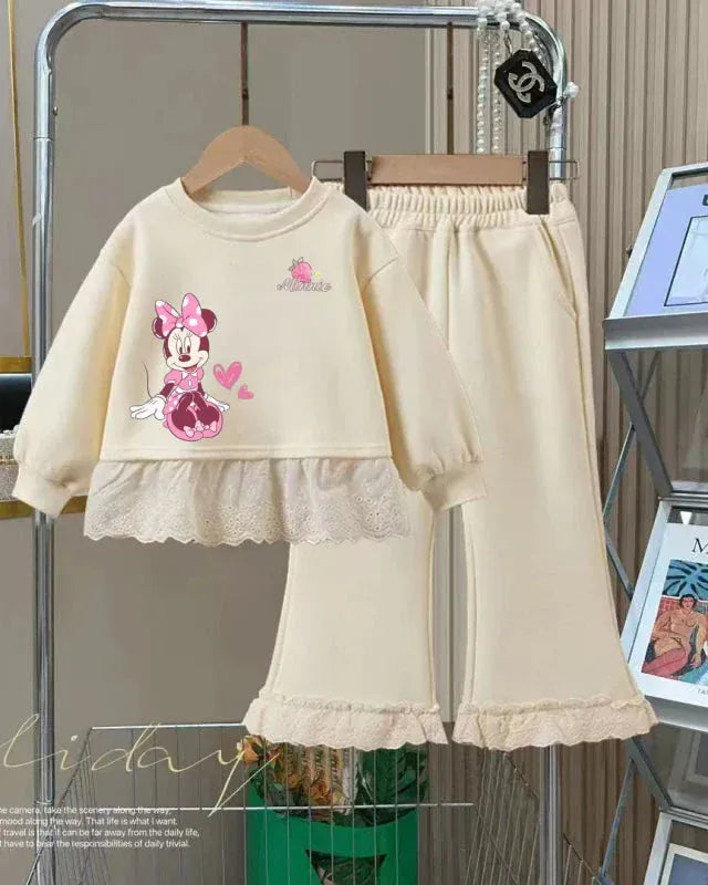Trendy Kids Apparel Kids Clothing Girls' Autumn Minnie Mouse Sweatshirt & Pants 2-Pc Set