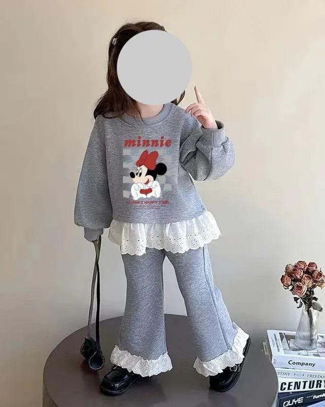Trendy Kids Apparel Kids Clothing Girls' Autumn Minnie Mouse Sweatshirt & Pants 2-Pc Set