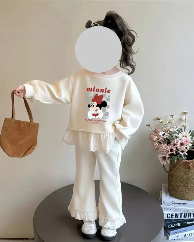 Trendy Kids Apparel Kids Clothing Girls' Autumn Minnie Mouse Sweatshirt & Pants 2-Pc Set