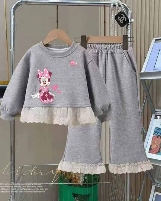 Trendy Kids Apparel Kids Clothing Girls' Autumn Minnie Mouse Sweatshirt & Pants 2-Pc Set