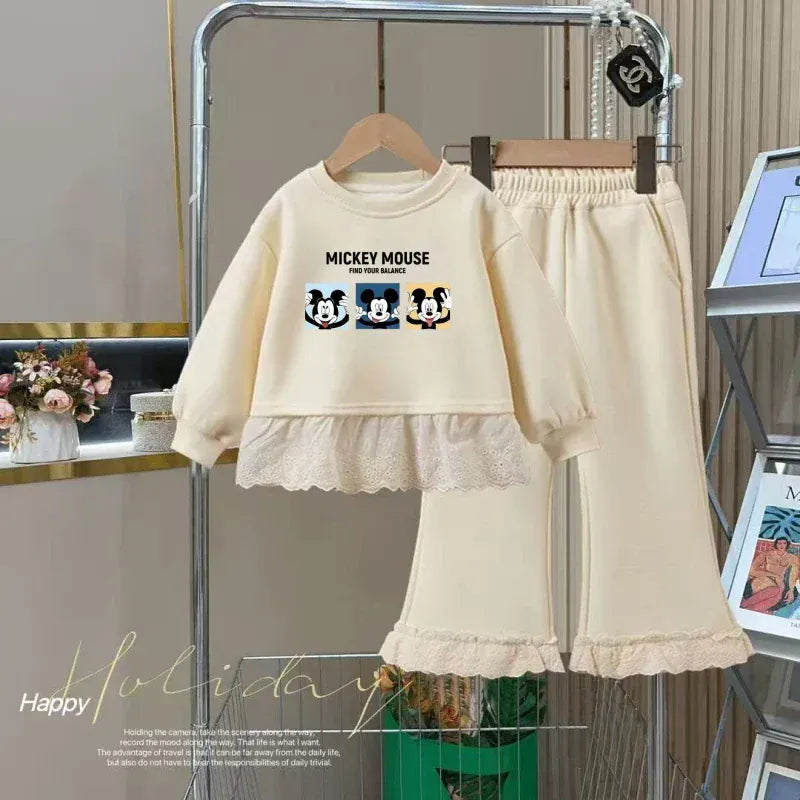 Trendy Kids Apparel Kids Clothing Girls' Autumn Minnie Mouse Sweatshirt & Pants 2-Pc Set