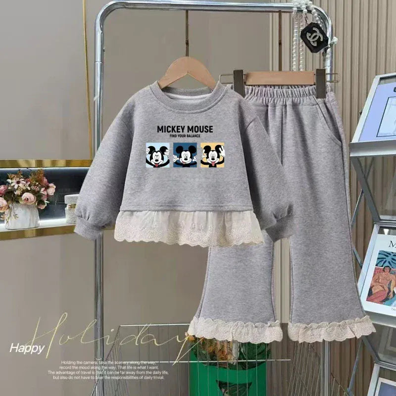 Trendy Kids Apparel Kids Clothing Girls' Autumn Minnie Mouse Sweatshirt & Pants 2-Pc Set