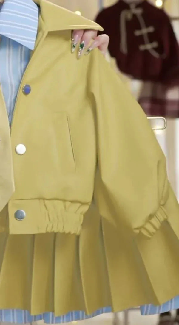 Trendy Kids Apparel Kids Clothing Girls Autumn Winter Leather Jacket Set