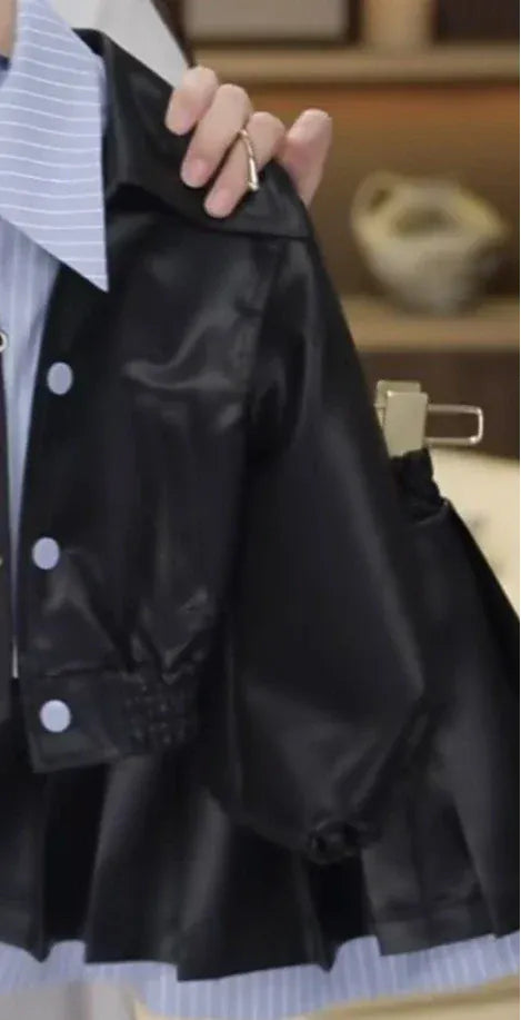 Trendy Kids Apparel Kids Clothing Girls Autumn Winter Leather Jacket Set