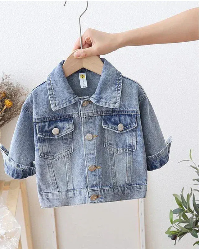 Trendy Kids Apparel Kids Clothing Girls Cartoon Daisy Denim Jacket