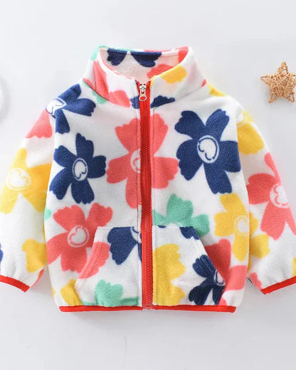 Trendy Kids Apparel Kids Clothing Girls' Cartoon Print Fleece Coat
