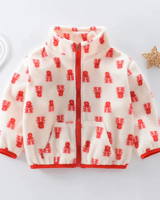 Trendy Kids Apparel Kids Clothing Girls' Cartoon Print Fleece Coat