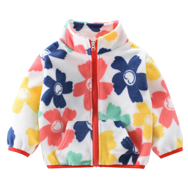 Trendy Kids Apparel Kids Clothing Girls' Cartoon Print Fleece Coat