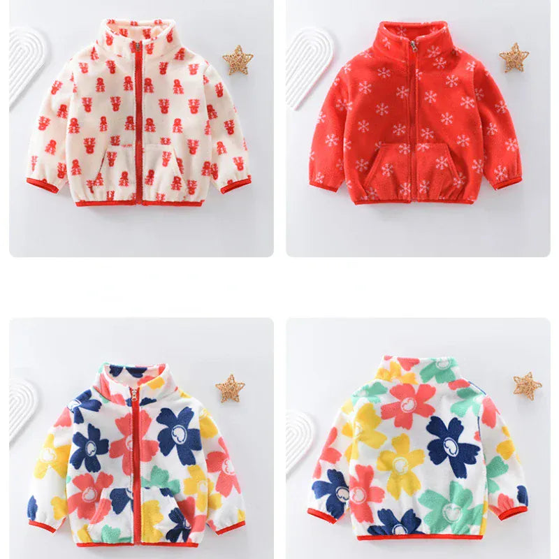 Trendy Kids Apparel Kids Clothing Girls' Cartoon Print Fleece Coat