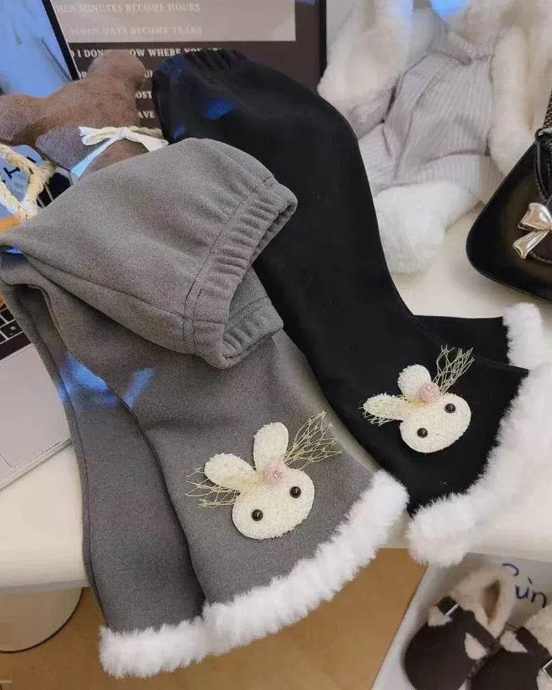 Trendy Kids Apparel Kids Clothing Girls' Casual Pants Cartoon Rabbit Decoration