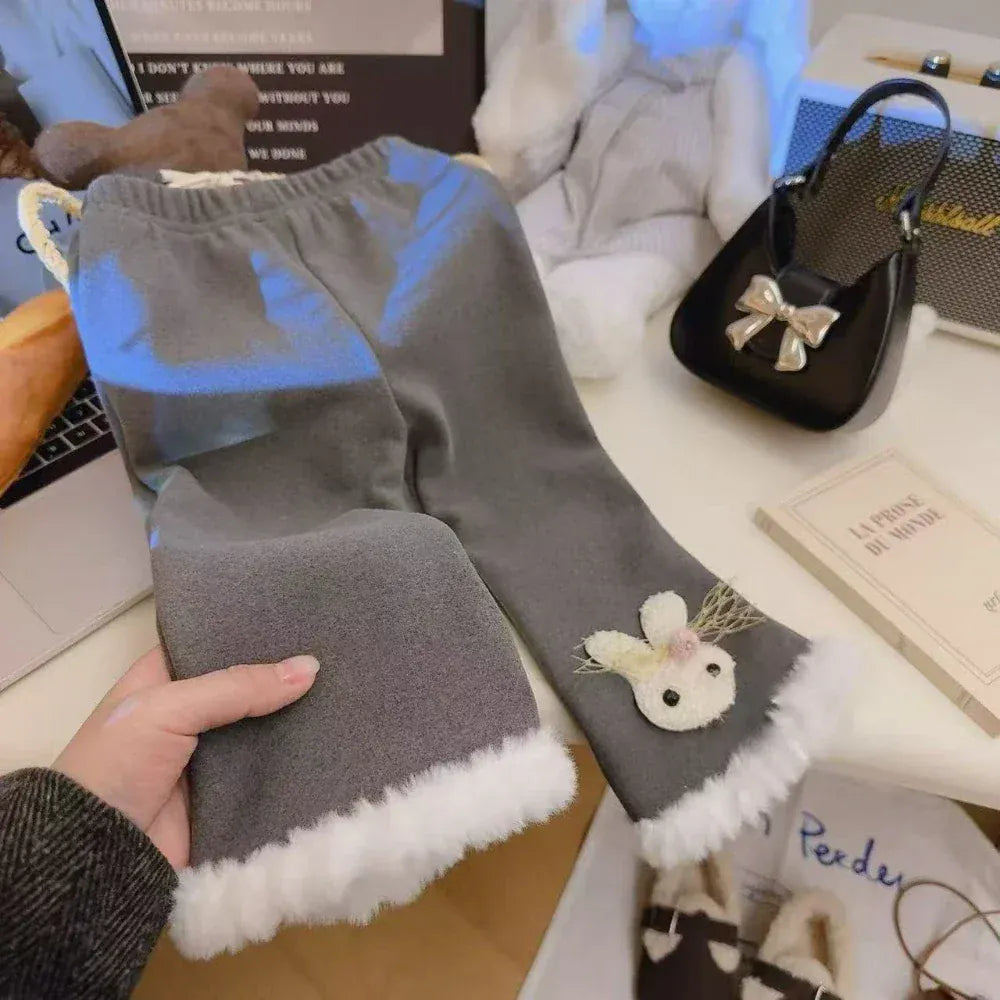 Trendy Kids Apparel Kids Clothing Girls' Casual Pants Cartoon Rabbit Decoration