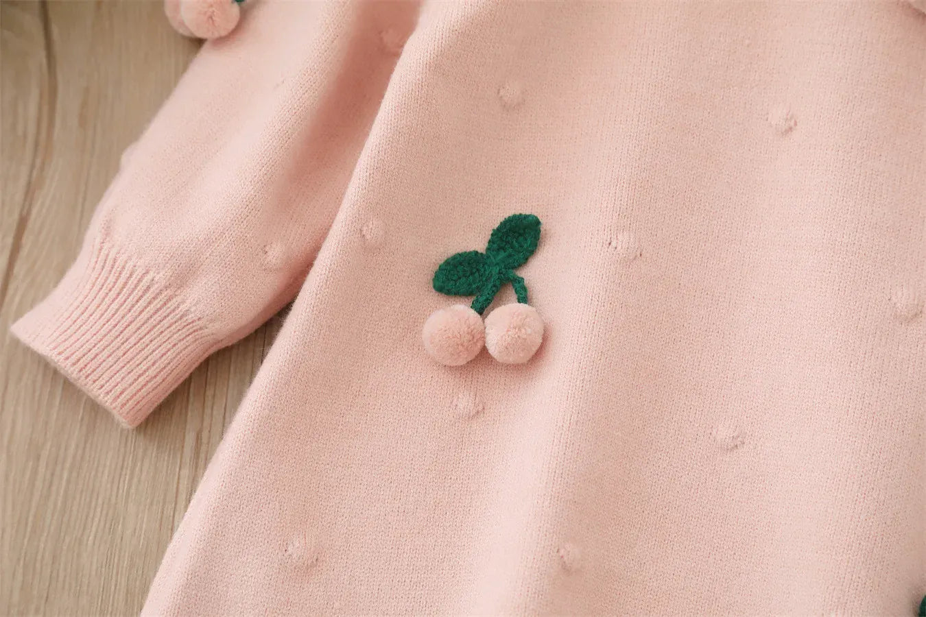 Trendy Kids Apparel Kids Clothing Girls Cherry Embellished Lapel Dress