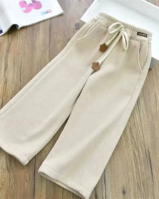 Trendy Kids Apparel Kids Clothing Girls' Corduroy Wide-Leg Pants | High-Waist Autumn Trousers