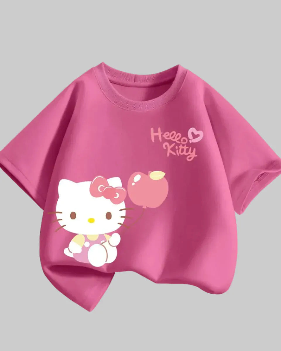 Trendy Kids Apparel Kids Clothing Girls Cotton Hello Kitty Printed T-shirts