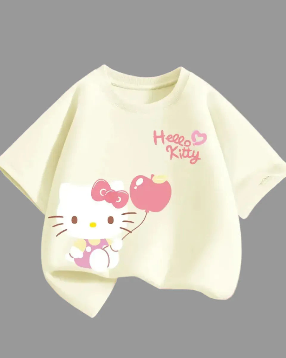 Trendy Kids Apparel Kids Clothing Girls Cotton Hello Kitty Printed T-shirts