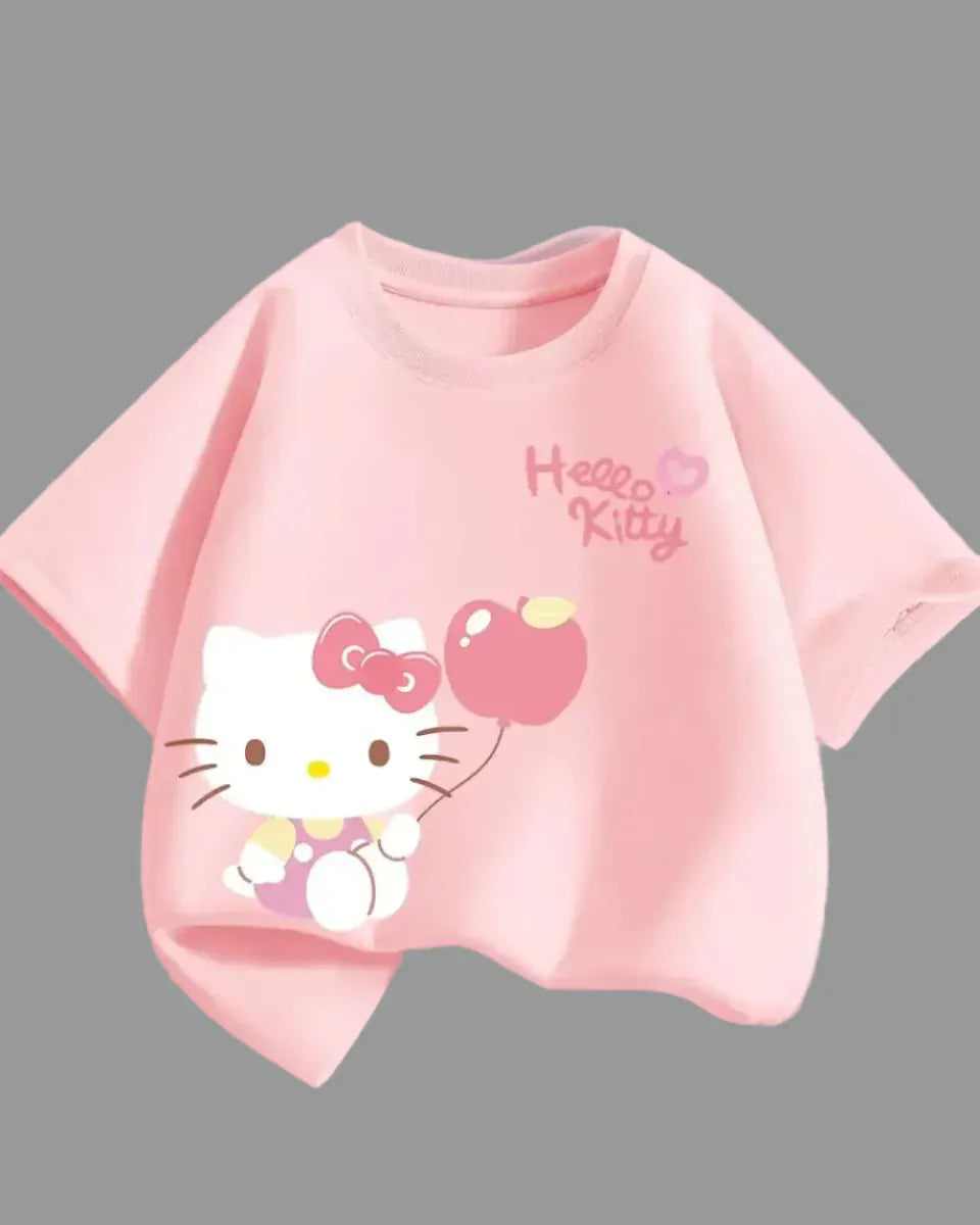 Trendy Kids Apparel Kids Clothing Girls Cotton Hello Kitty Printed T-shirts