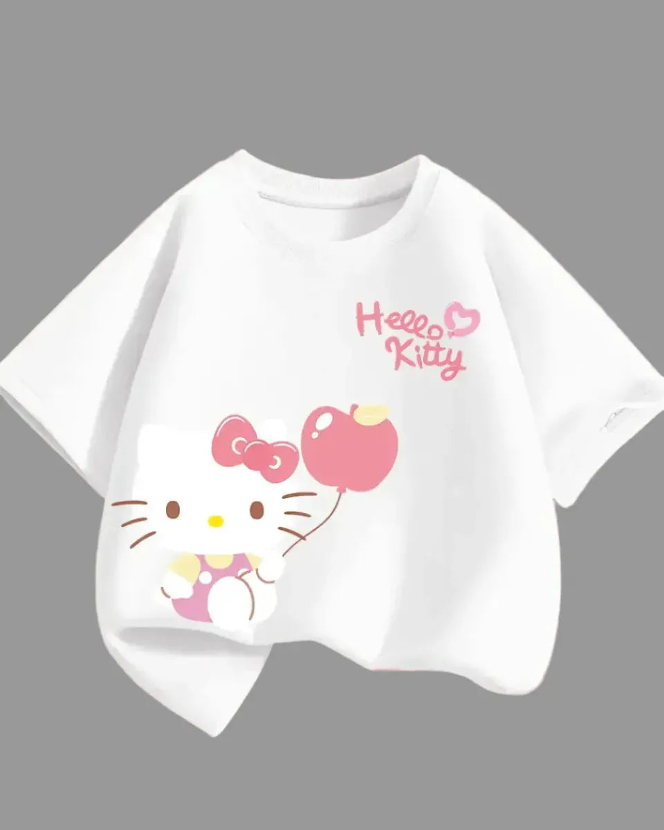 Trendy Kids Apparel Kids Clothing Girls Cotton Hello Kitty Printed T-shirts