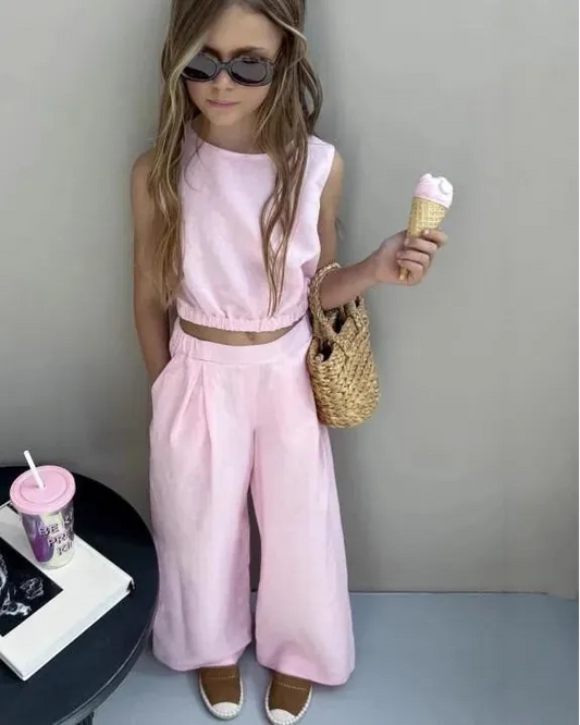 Trendy Kids Apparel Kids Clothing Girls' Cotton & Hemp Clothing Set