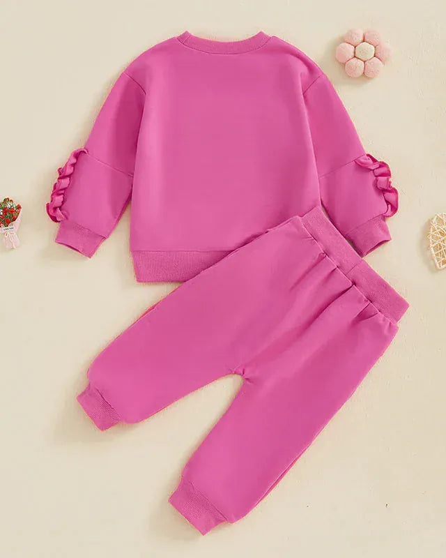 Trendy Kids Apparel Kids Clothing Girls' Cotton Letter Print Sweatshirt & Jogger Set