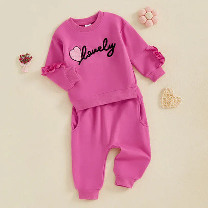 Trendy Kids Apparel Kids Clothing Girls' Cotton Letter Print Sweatshirt & Jogger Set