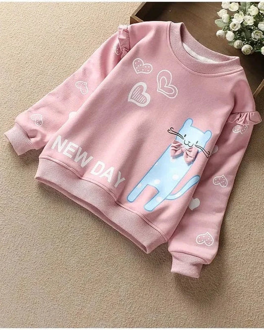 Trendy Kids Apparel Kids Clothing Girls' Cotton Long Sleeve Cartoon T-shirt
