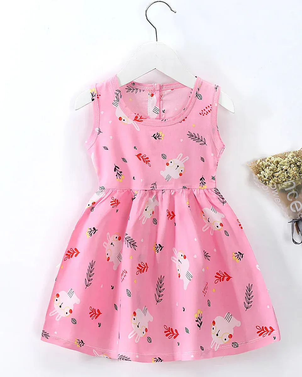 Trendy Kids Apparel Kids Clothing Girls' Cotton Summer Sleeveless Flower Dress