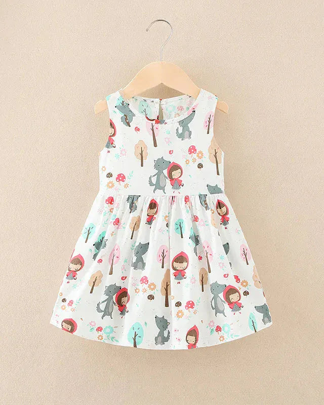 Trendy Kids Apparel Kids Clothing Girls' Cotton Summer Sleeveless Flower Dress
