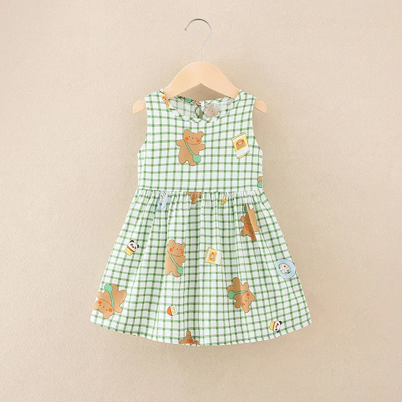 Trendy Kids Apparel Kids Clothing Girls' Cotton Summer Sleeveless Flower Dress