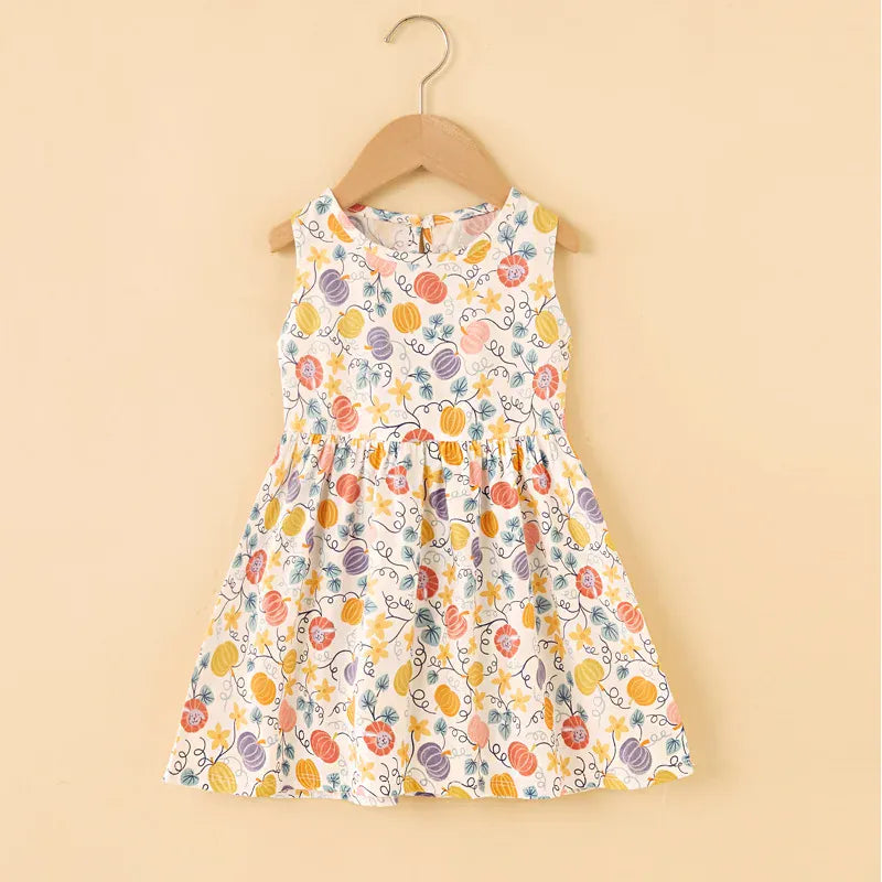 Trendy Kids Apparel Kids Clothing Girls' Cotton Summer Sleeveless Flower Dress