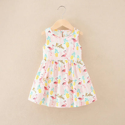 Trendy Kids Apparel Kids Clothing Girls' Cotton Summer Sleeveless Flower Dress