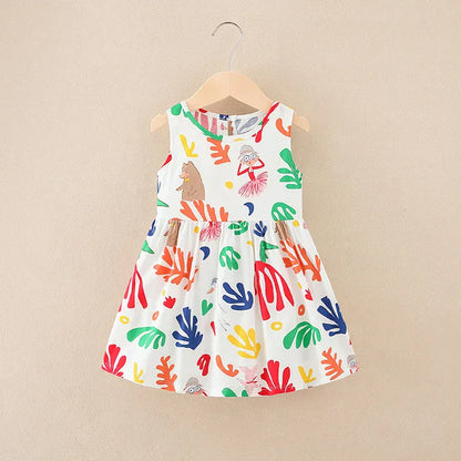 Trendy Kids Apparel Kids Clothing Girls' Cotton Summer Sleeveless Flower Dress