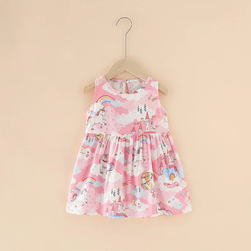 Trendy Kids Apparel Kids Clothing Girls' Cotton Summer Sleeveless Flower Dress