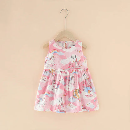 Trendy Kids Apparel Kids Clothing Girls' Cotton Summer Sleeveless Flower Dress
