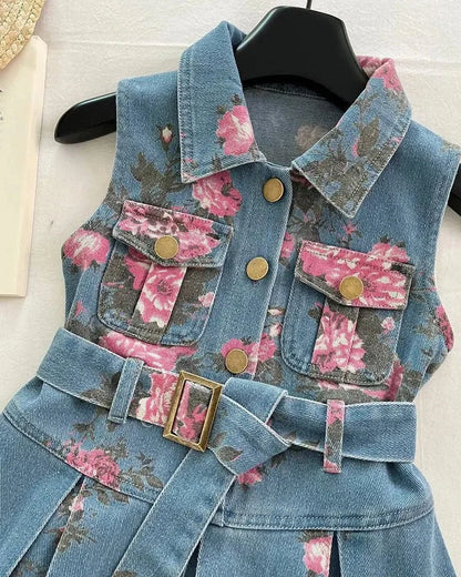 Trendy Kids Apparel Kids Clothing Girls Denim Belt Dress