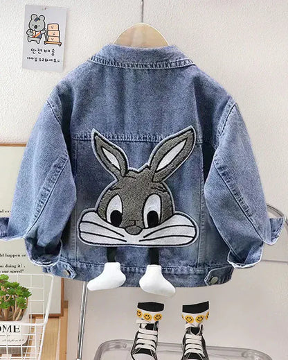 Trendy Kids Apparel Kids Clothing Girls Denim Rabbit Jacket