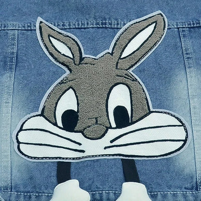 Trendy Kids Apparel Kids Clothing Girls Denim Rabbit Jacket