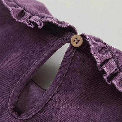 Trendy Kids Apparel Kids Clothing Girls Doll Lapel Collar Corduroy Blouse 100% Cotton