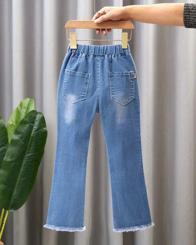 Trendy Kids Apparel Kids Clothing Girls Elastic Denim Jeans