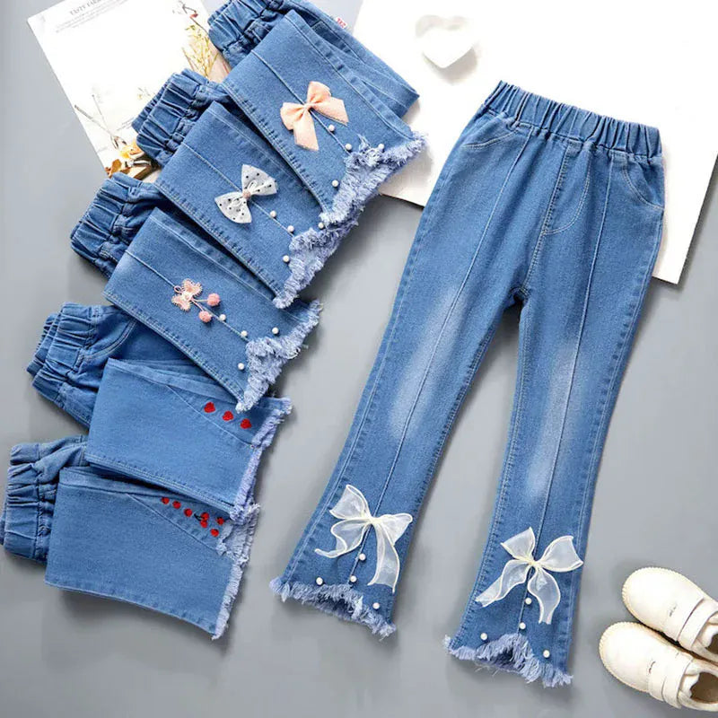 Trendy Kids Apparel Kids Clothing Girls Elastic Denim Jeans