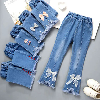 Trendy Kids Apparel Kids Clothing Girls Elastic Denim Jeans