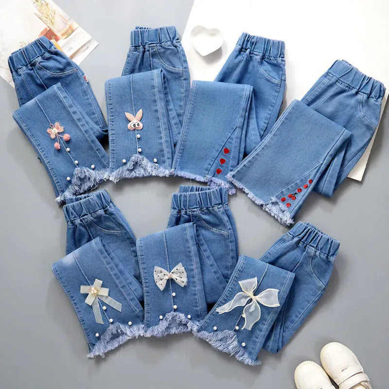 Trendy Kids Apparel Kids Clothing Girls Elastic Denim Jeans