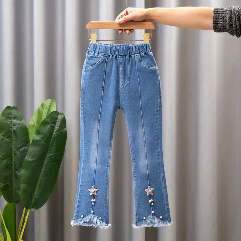 Trendy Kids Apparel Kids Clothing Girls Elastic Denim Jeans