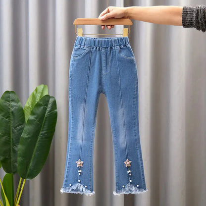 Trendy Kids Apparel Kids Clothing Girls Elastic Denim Jeans