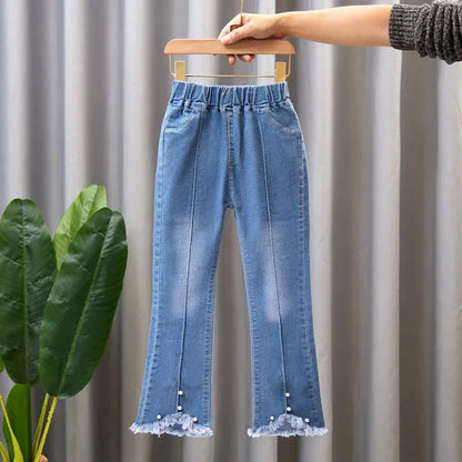 Trendy Kids Apparel Kids Clothing Girls Elastic Denim Jeans